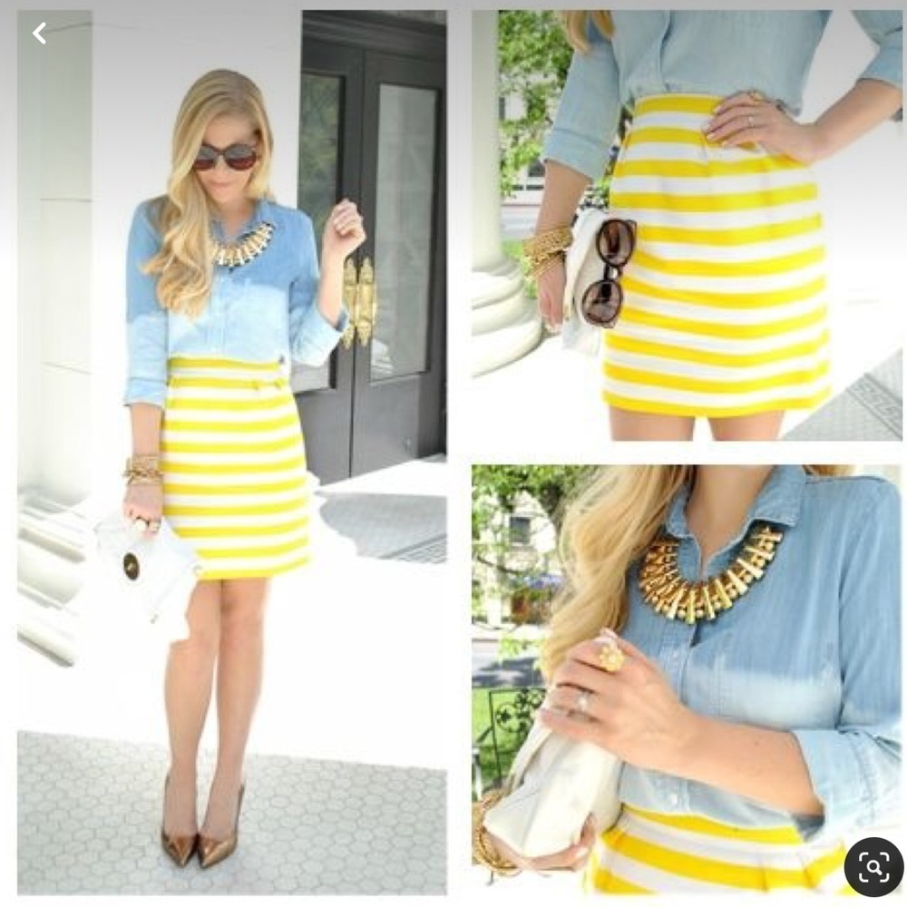 Kate Spade Barry Yellow White Striped Mini Skirt